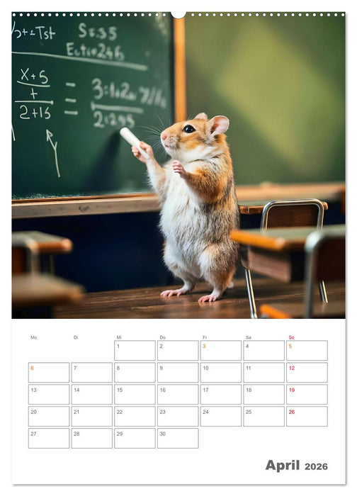 School Hamster - Eifrige KI Hamster präsentieren ihre Hamsterschule (CALVENDO Premium Wandkalender 2026)