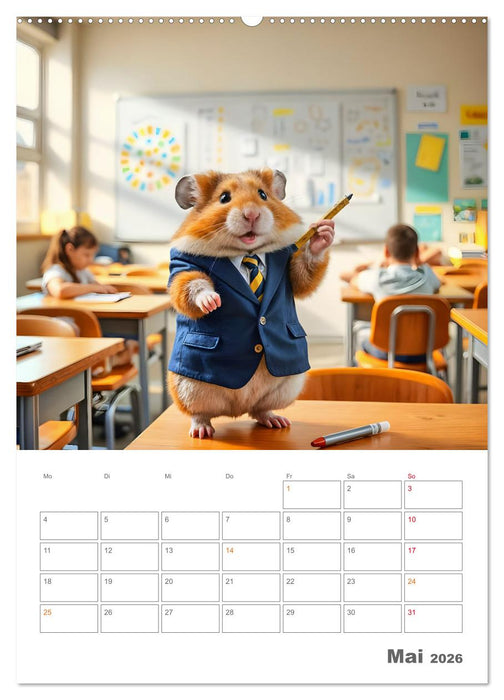 School Hamster - Eifrige KI Hamster präsentieren ihre Hamsterschule (CALVENDO Premium Wandkalender 2026)
