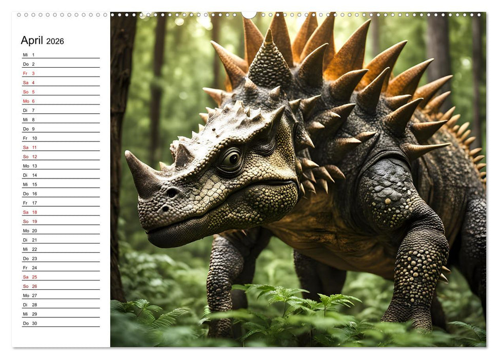 Urzeit erwacht - Ein Jahr mit den Dinosauriern (CALVENDO Wandkalender 2026)