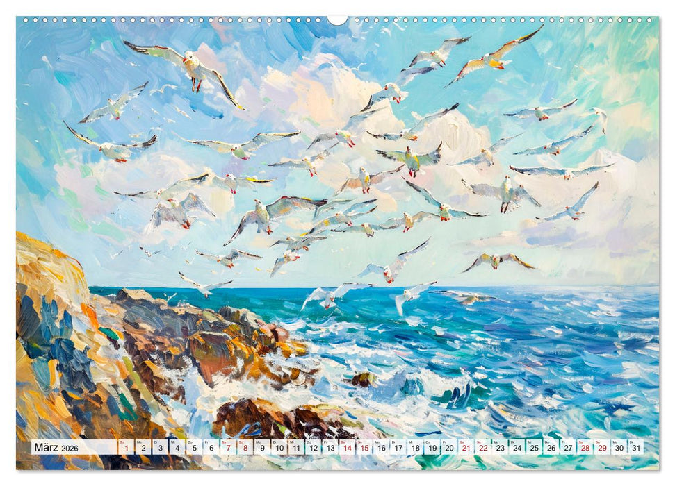 Ein Tag am Meer - Durch die Augen der Impressionisten (CALVENDO Premium Wandkalender 2026)