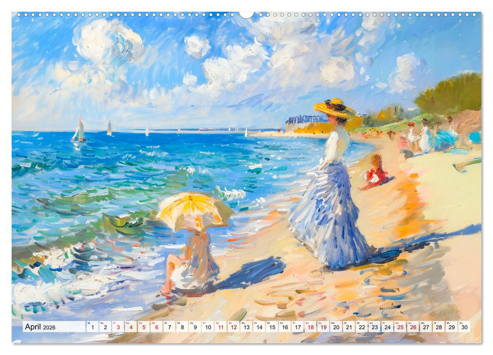 Ein Tag am Meer - Durch die Augen der Impressionisten (CALVENDO Premium Wandkalender 2026)