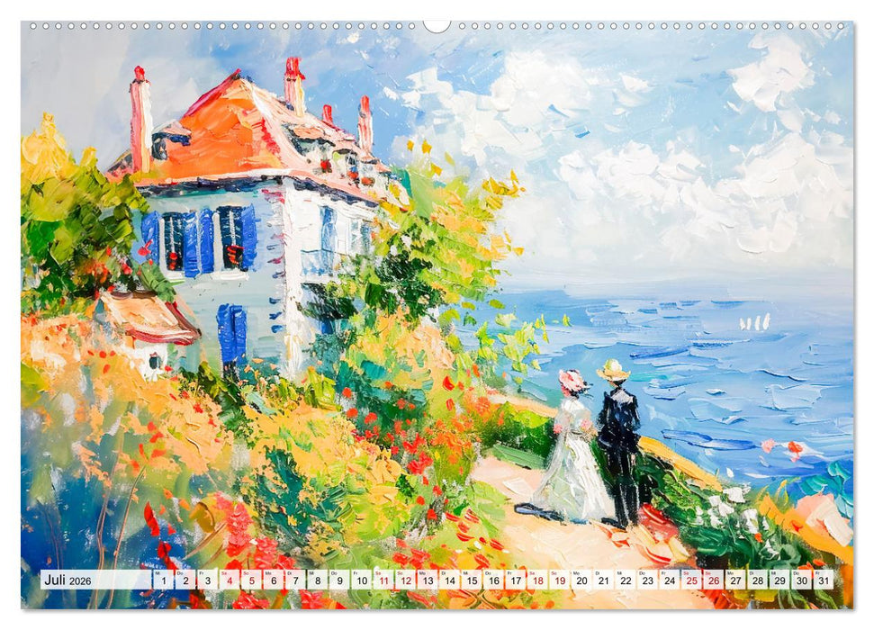 Ein Tag am Meer - Durch die Augen der Impressionisten (CALVENDO Premium Wandkalender 2026)