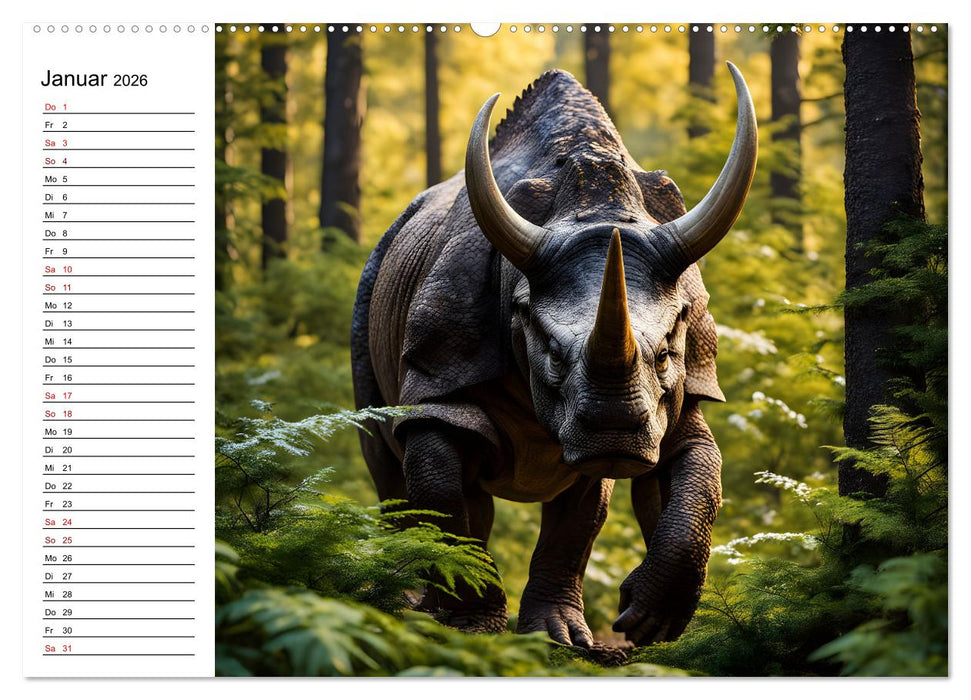 Urzeit erwacht - Ein Jahr mit den Dinosauriern (CALVENDO Premium Wandkalender 2026)
