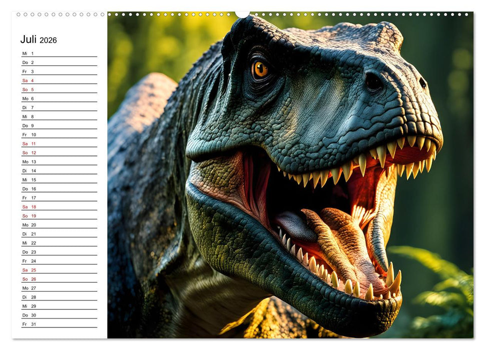 Urzeit erwacht - Ein Jahr mit den Dinosauriern (CALVENDO Premium Wandkalender 2026)