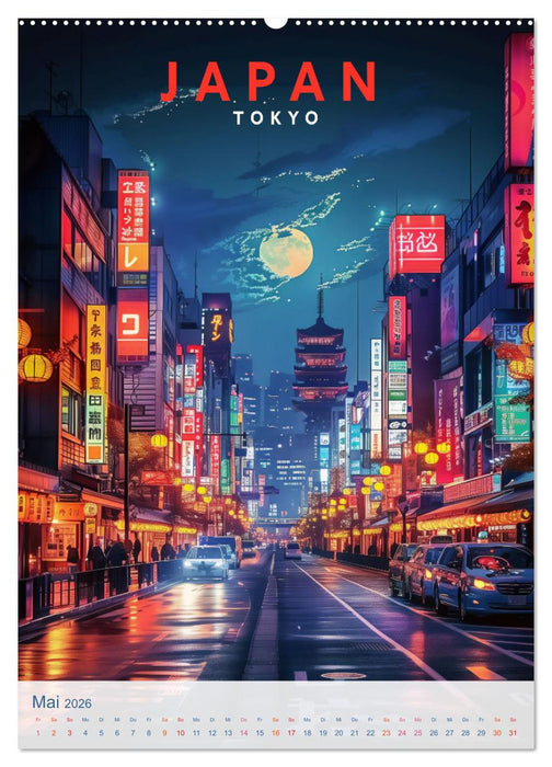 Japan - Old School Poster Style (CALVENDO Premium Wandkalender 2026)