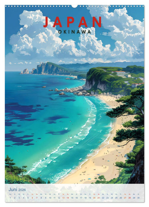 Japan - Old School Poster Style (CALVENDO Premium Wandkalender 2026)