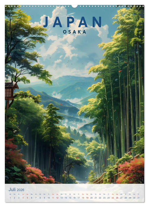 Japan - Old School Poster Style (CALVENDO Premium Wandkalender 2026)