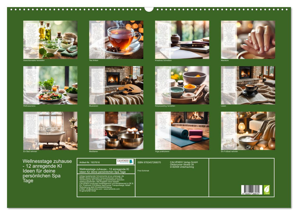 Wellnesstage zuhause - 12 anregende KI Ideen für deine persönlichen Spa Tage (CALVENDO Wandkalender 2026)