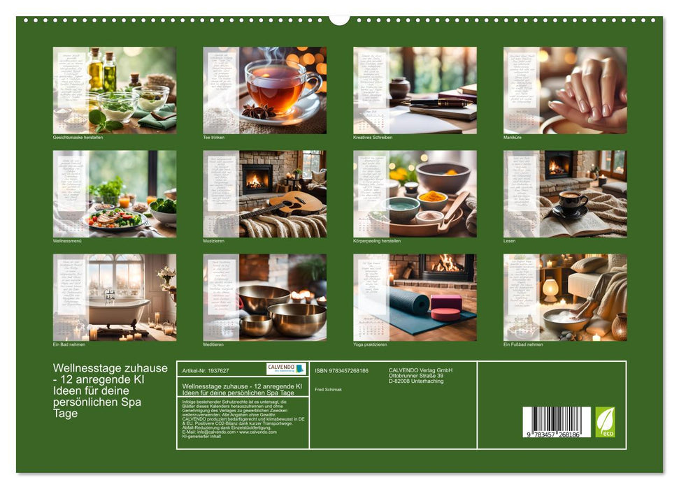Wellnesstage zuhause - 12 anregende KI Ideen für deine persönlichen Spa Tage (CALVENDO Premium Wandkalender 2026)