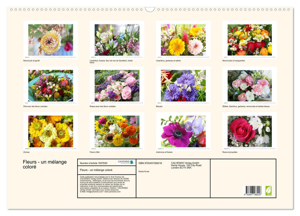 Fleurs - un mélange coloré (CALVENDO Calendrier mensuel 2026)