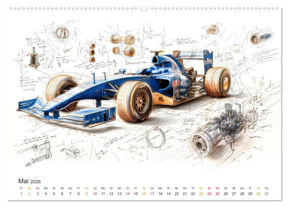 Rennwagen - Design Studien (CALVENDO Premium Wandkalender 2026)