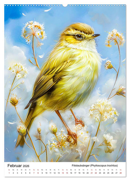 Heimische Vögel - Singvögel zwischen Blüten und Beeren (CALVENDO Wandkalender 2026)