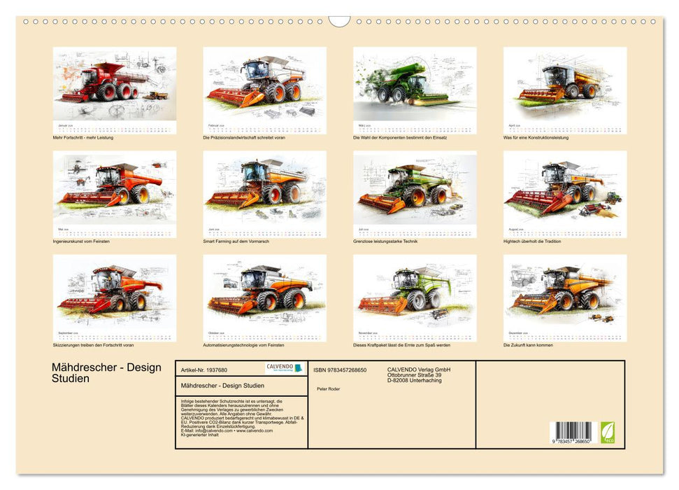 Mähdrescher - Design Studien (CALVENDO Wandkalender 2026)