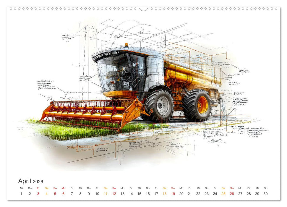 Mähdrescher - Design Studien (CALVENDO Wandkalender 2026)