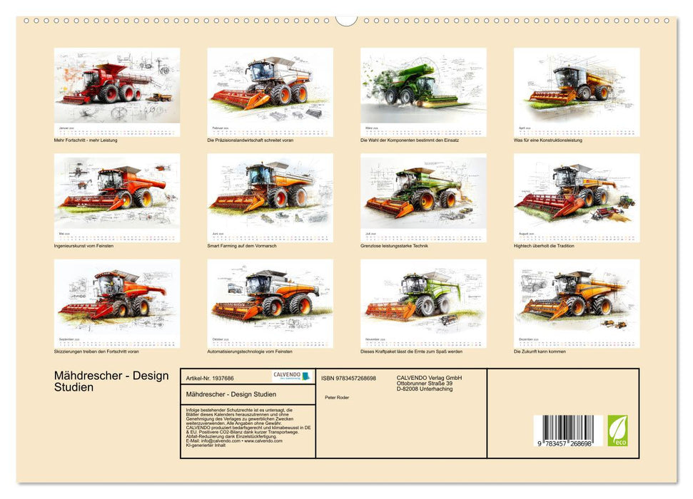 Mähdrescher - Design Studien (CALVENDO Premium Wandkalender 2026)