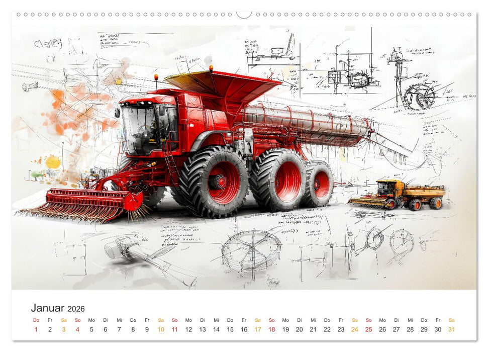 Mähdrescher - Design Studien (CALVENDO Premium Wandkalender 2026)