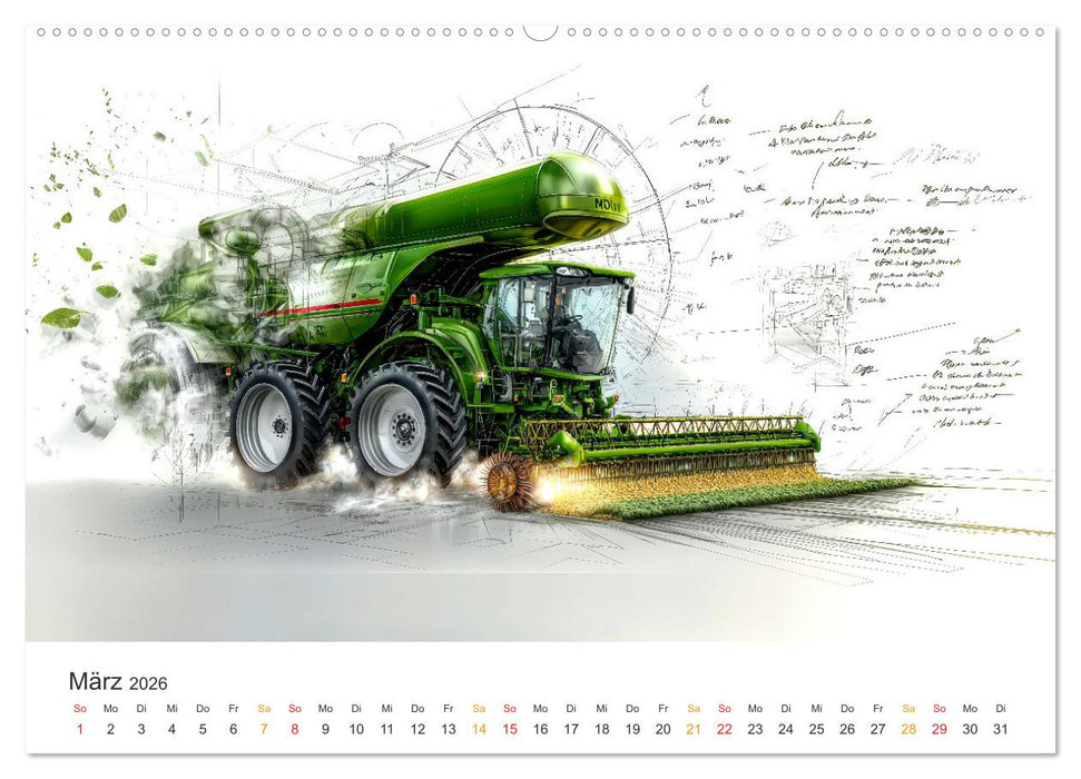 Mähdrescher - Design Studien (CALVENDO Premium Wandkalender 2026)