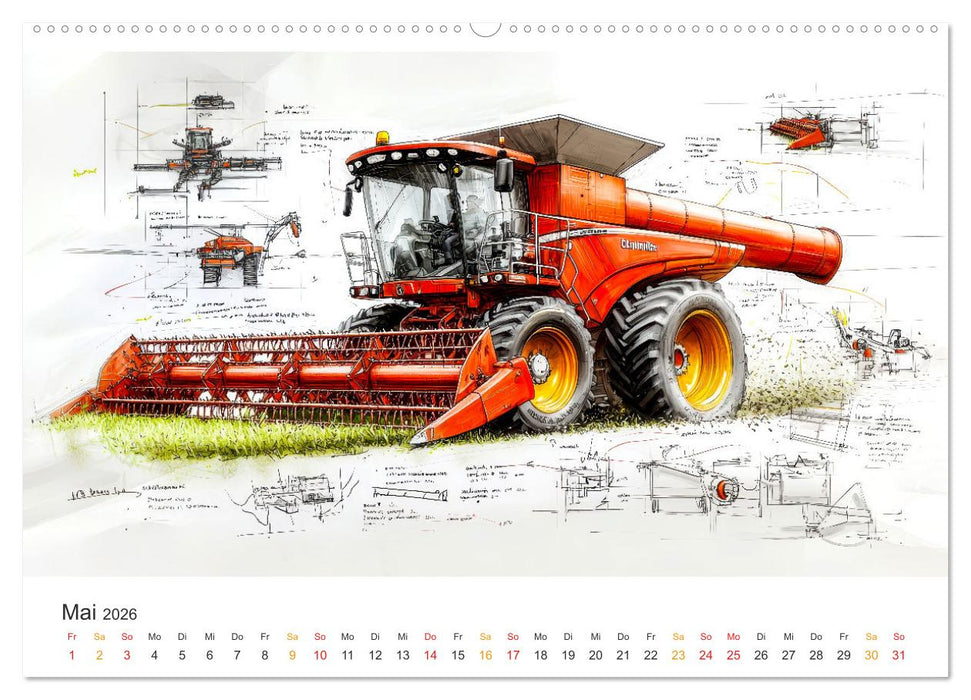 Mähdrescher - Design Studien (CALVENDO Premium Wandkalender 2026)