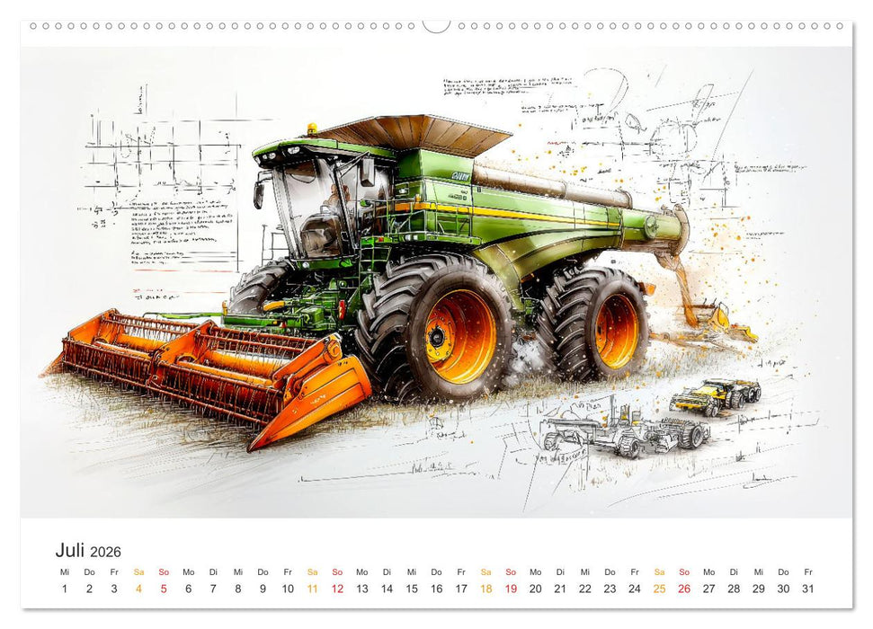 Mähdrescher - Design Studien (CALVENDO Premium Wandkalender 2026)