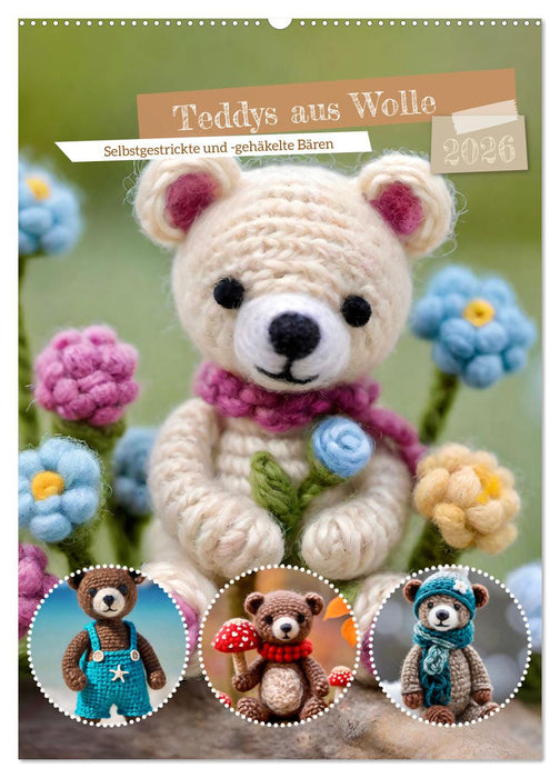 Teddys aus Wolle (CALVENDO Wandkalender 2026)