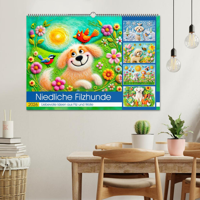 Niedliche Filzhunde - Liebevolle Ideen aus Filz und Wolle (CALVENDO Wandkalender 2026)