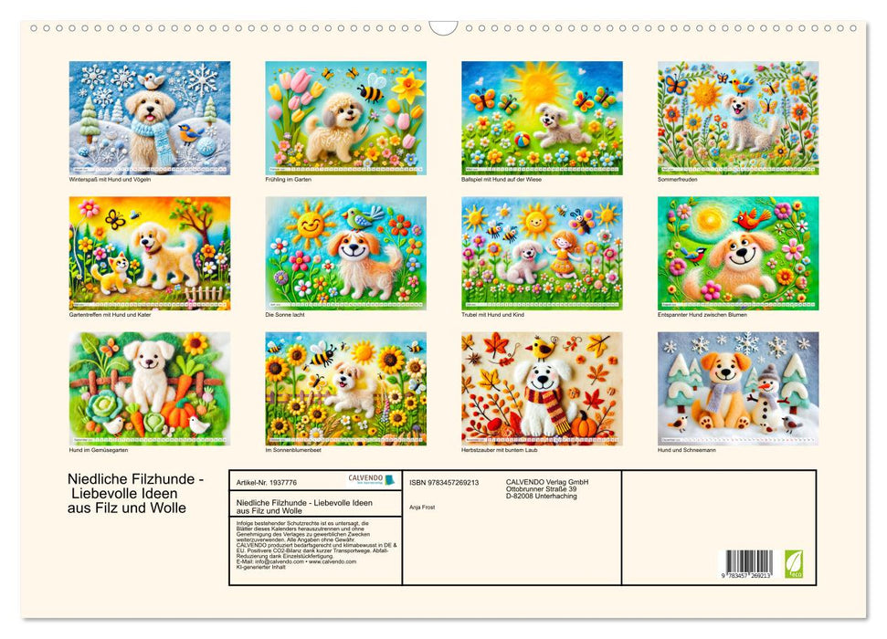 Niedliche Filzhunde - Liebevolle Ideen aus Filz und Wolle (CALVENDO Wandkalender 2026)
