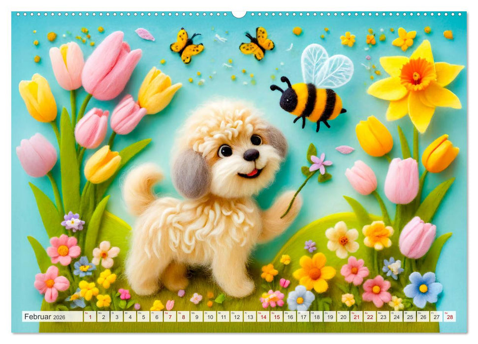 Niedliche Filzhunde - Liebevolle Ideen aus Filz und Wolle (CALVENDO Wandkalender 2026)