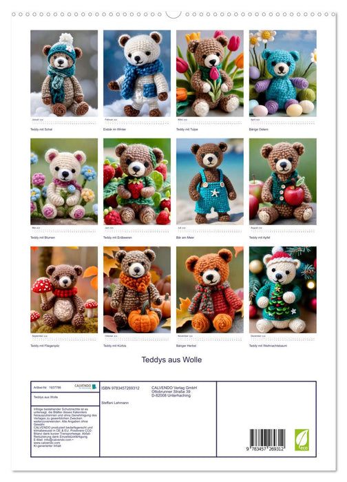 Teddys aus Wolle (CALVENDO Premium Wandkalender 2026)