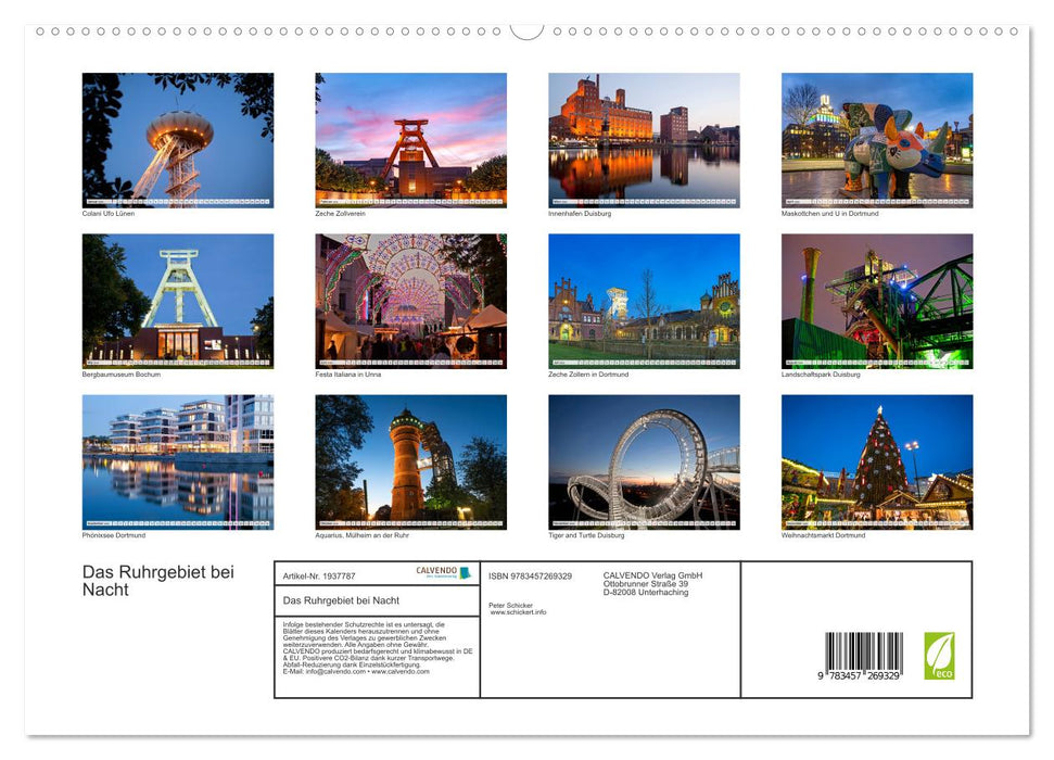 Das Ruhrgebiet bei Nacht (CALVENDO Premium Wandkalender 2026)