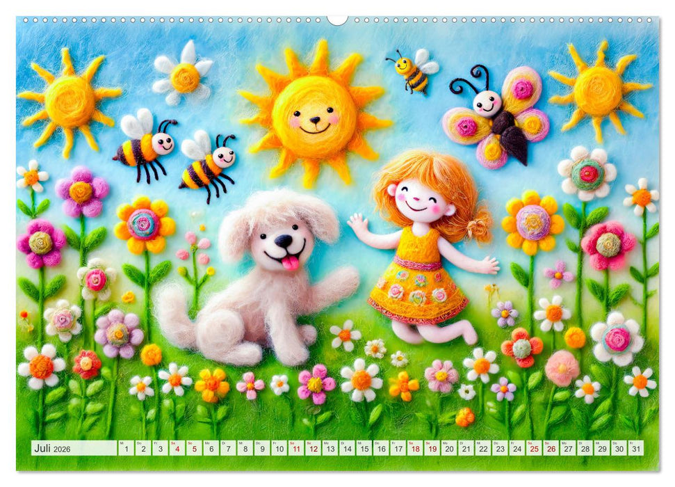 Niedliche Filzhunde - Liebevolle Ideen aus Filz und Wolle (CALVENDO Premium Wandkalender 2026)