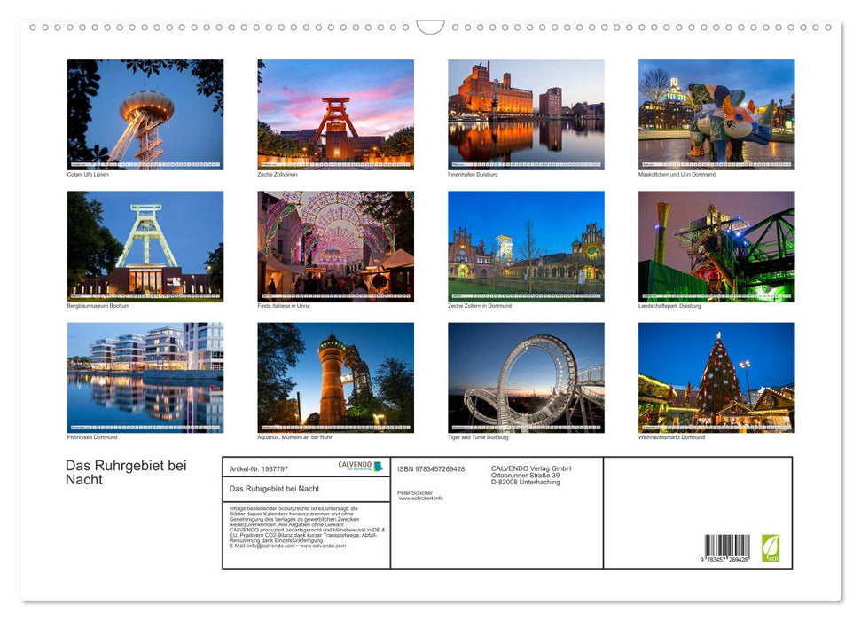 Das Ruhrgebiet bei Nacht (CALVENDO Wandkalender 2026)