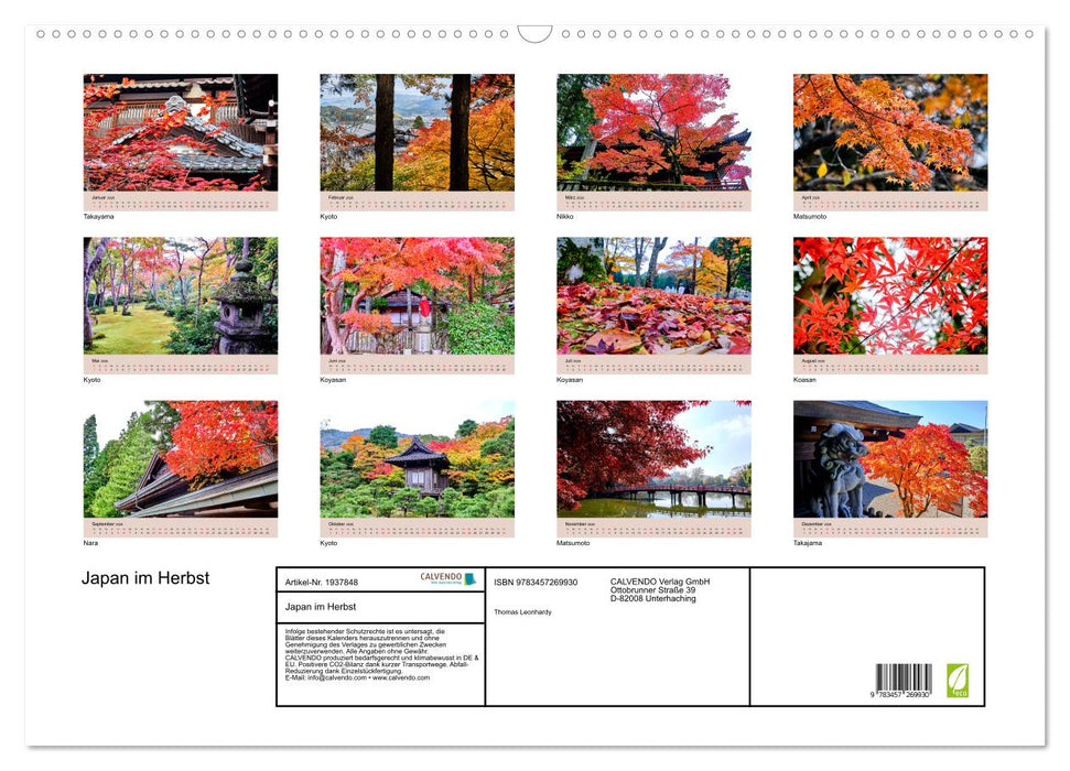 Japan im Herbst (CALVENDO Wandkalender 2026)