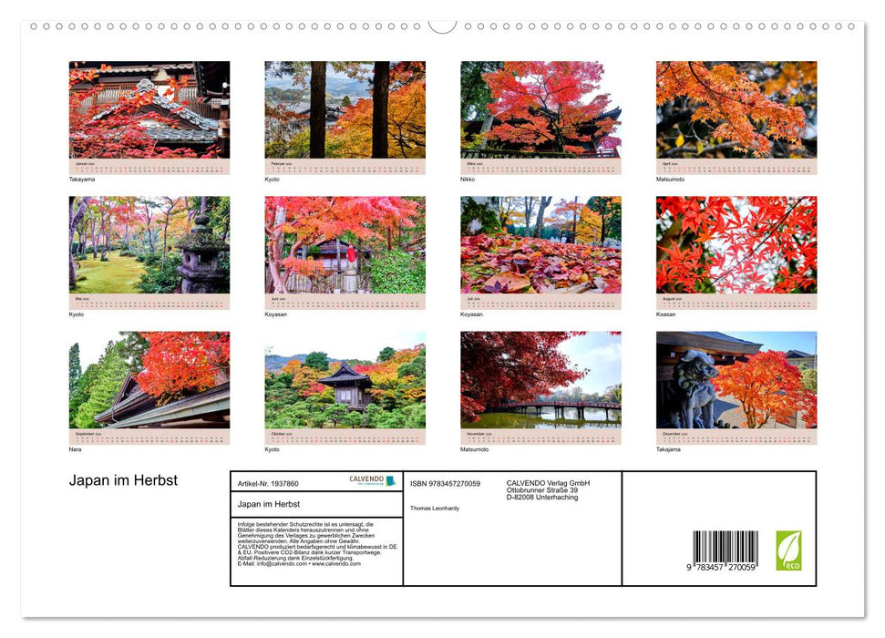 Japan im Herbst (CALVENDO Premium Wandkalender 2026)