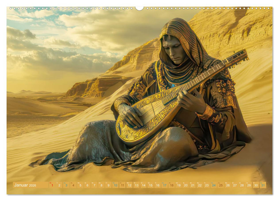 Wüstenmusikanten und Wüstentänzer - Surreale Impressionen (CALVENDO Premium Wandkalender 2026)
