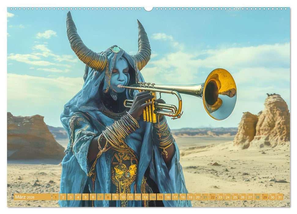 Wüstenmusikanten und Wüstentänzer - Surreale Impressionen (CALVENDO Premium Wandkalender 2026)