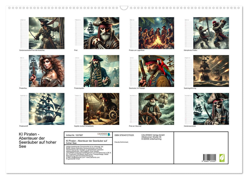 KI Piraten - Abenteuer der Seeräuber auf hoher See (CALVENDO Wandkalender 2026)