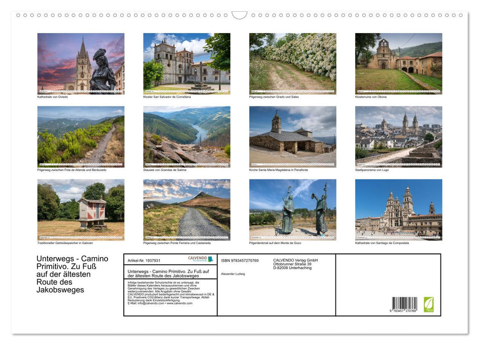 Unterwegs - Camino Primitivo. Zu Fuß auf der ältesten Route des Jakobsweges (CALVENDO Wandkalender 2026)
