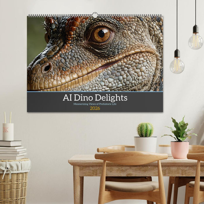 AI Dino Delights Mesmerizing Views of Prehistoric Life (CALVENDO Monthly Calendar 2026)