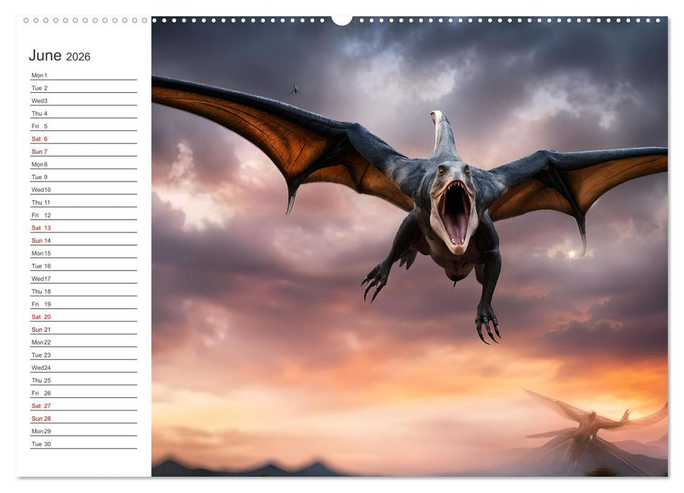 AI Dino Delights Mesmerizing Views of Prehistoric Life (CALVENDO Monthly Calendar 2026)