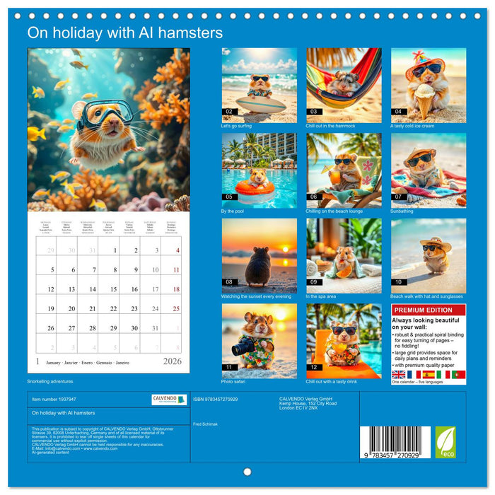On holiday with AI hamsters (CALVENDO Monthly Calendar 2026)