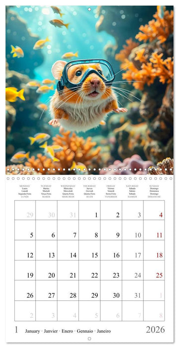 On holiday with AI hamsters (CALVENDO Monthly Calendar 2026)