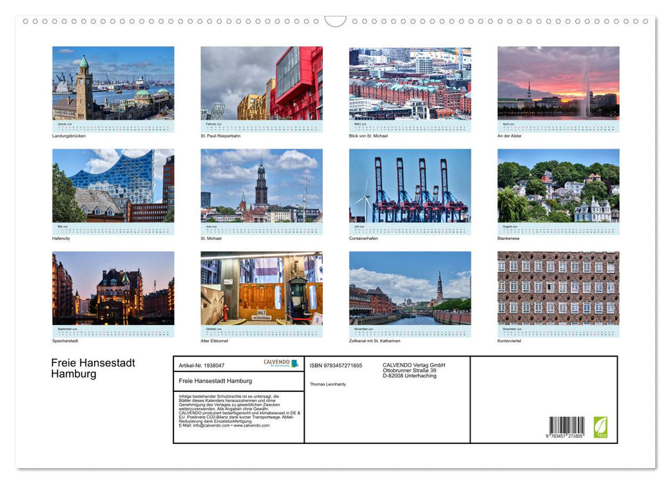 Freie Hansestadt Hamburg (CALVENDO Wandkalender 2026)