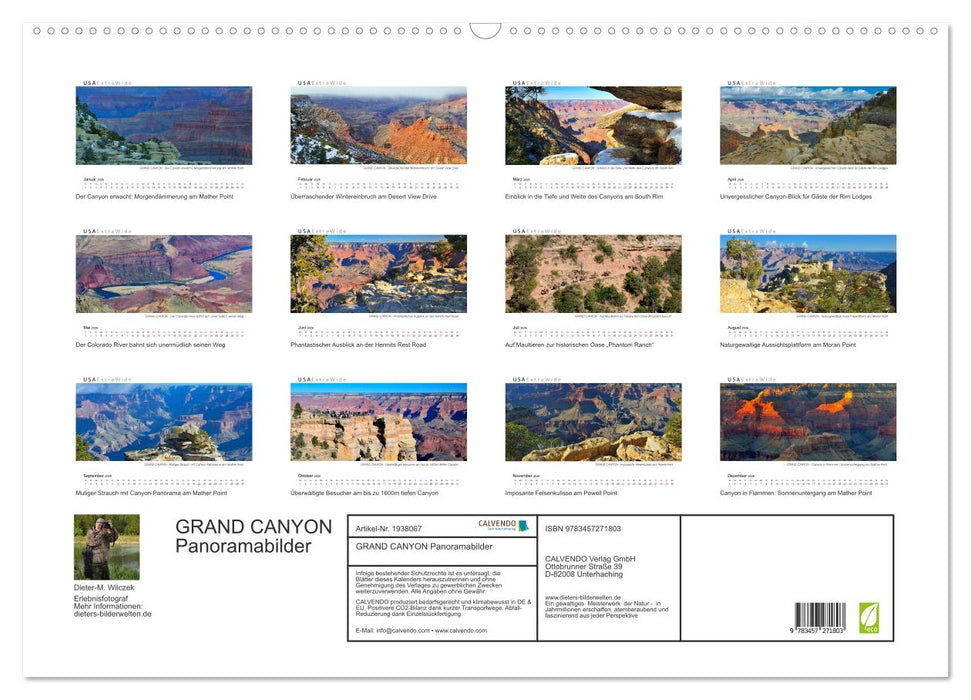 GRAND CANYON Panoramabilder (CALVENDO Wandkalender 2026)