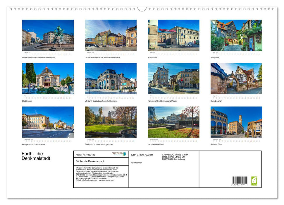 Fürth - die Denkmalstadt (CALVENDO Wandkalender 2026)