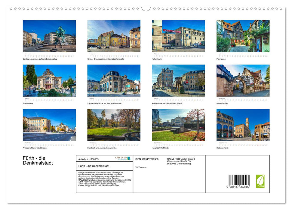 Fürth - die Denkmalstadt (CALVENDO Premium Wandkalender 2026)