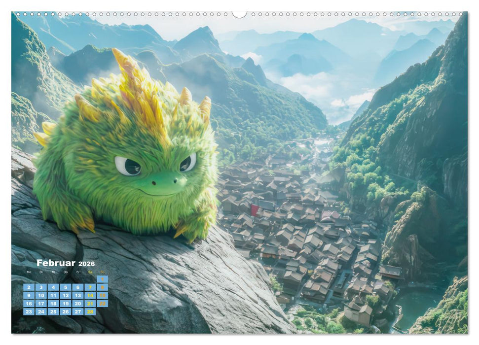 Drachen - Verspielt und fluffig (CALVENDO Premium Wandkalender 2026)