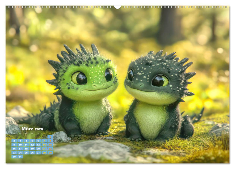 Drachen - Verspielt und fluffig (CALVENDO Premium Wandkalender 2026)
