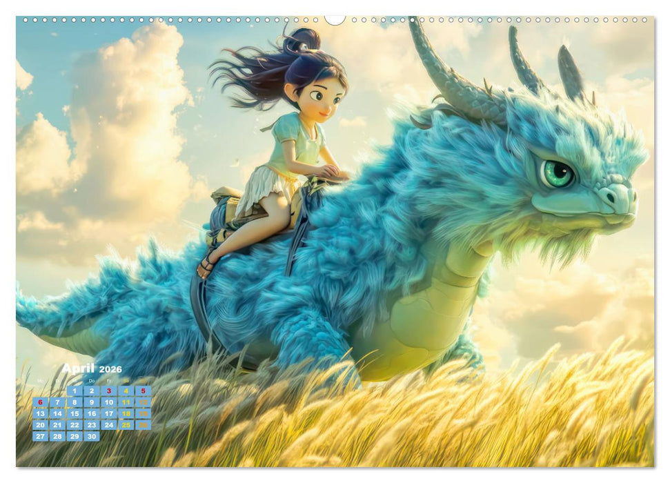 Drachen - Verspielt und fluffig (CALVENDO Premium Wandkalender 2026)