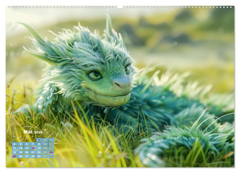 Drachen - Verspielt und fluffig (CALVENDO Premium Wandkalender 2026)