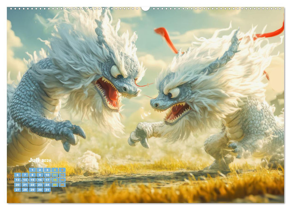 Drachen - Verspielt und fluffig (CALVENDO Premium Wandkalender 2026)